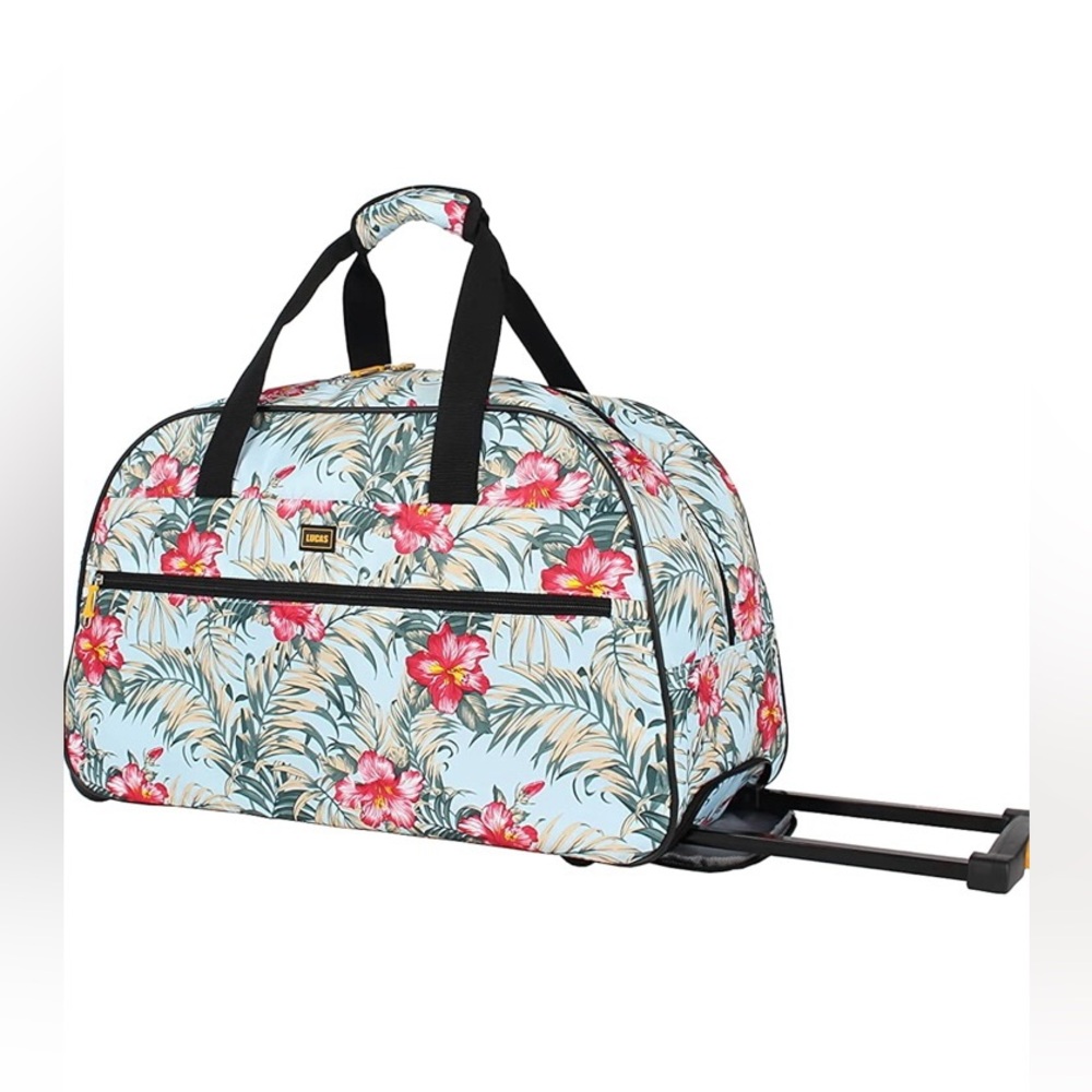 NWOT Lucas hibiscus  floral 22" rolling duffel bag